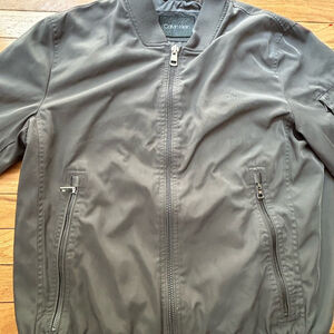 CALVIN KLEIN Solid Full Zip Bomber Jacket Men's Size M Gray